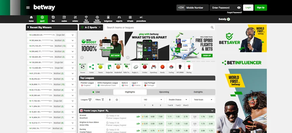 Betway Sportsbook Screenshot